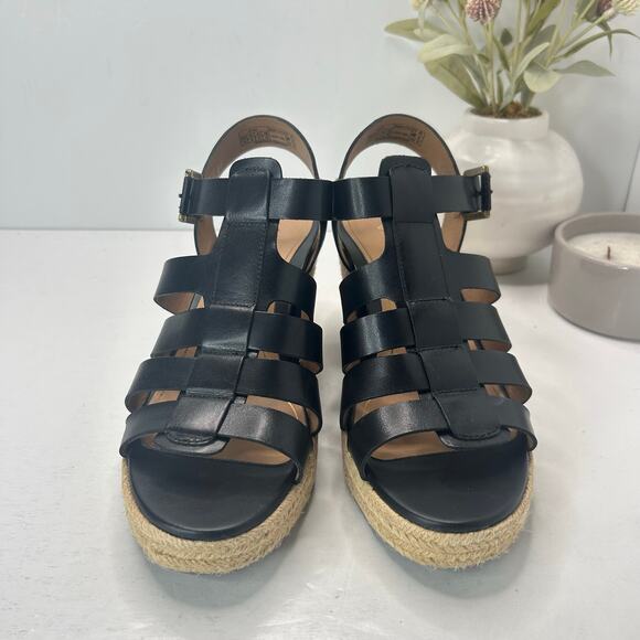 Vionic Jaylah Leather Wedge Platform Sandals Black Women's 10M Tried on - Picture 2 of 10